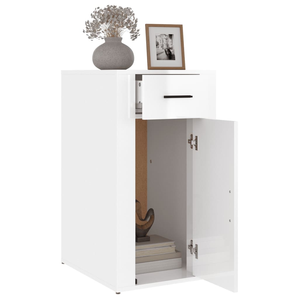 Armoire de bureau blanc brillant 40x49x75 cm en bois