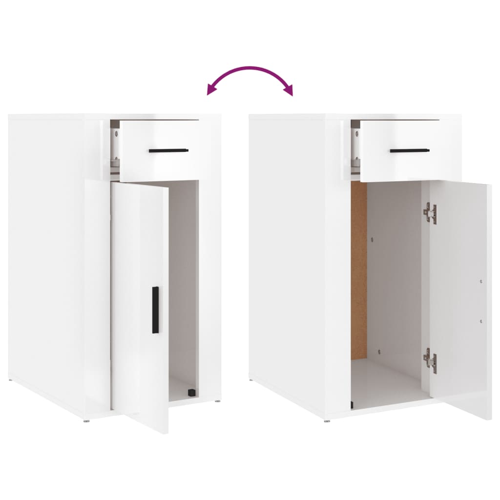 Armoire de bureau blanc brillant 40x49x75 cm en bois