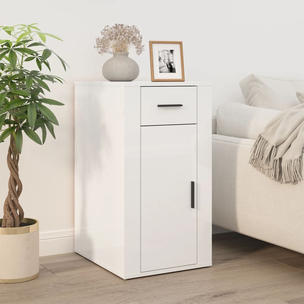 Armoire de bureau blanc brillant 40x49x75 cm en bois