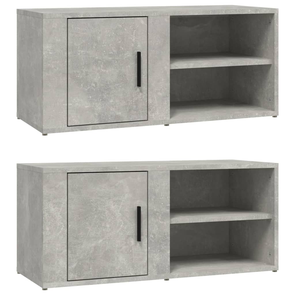 Meubles TV 2 pièces. Matériau bois gris béton 80x31,5x36 cm.