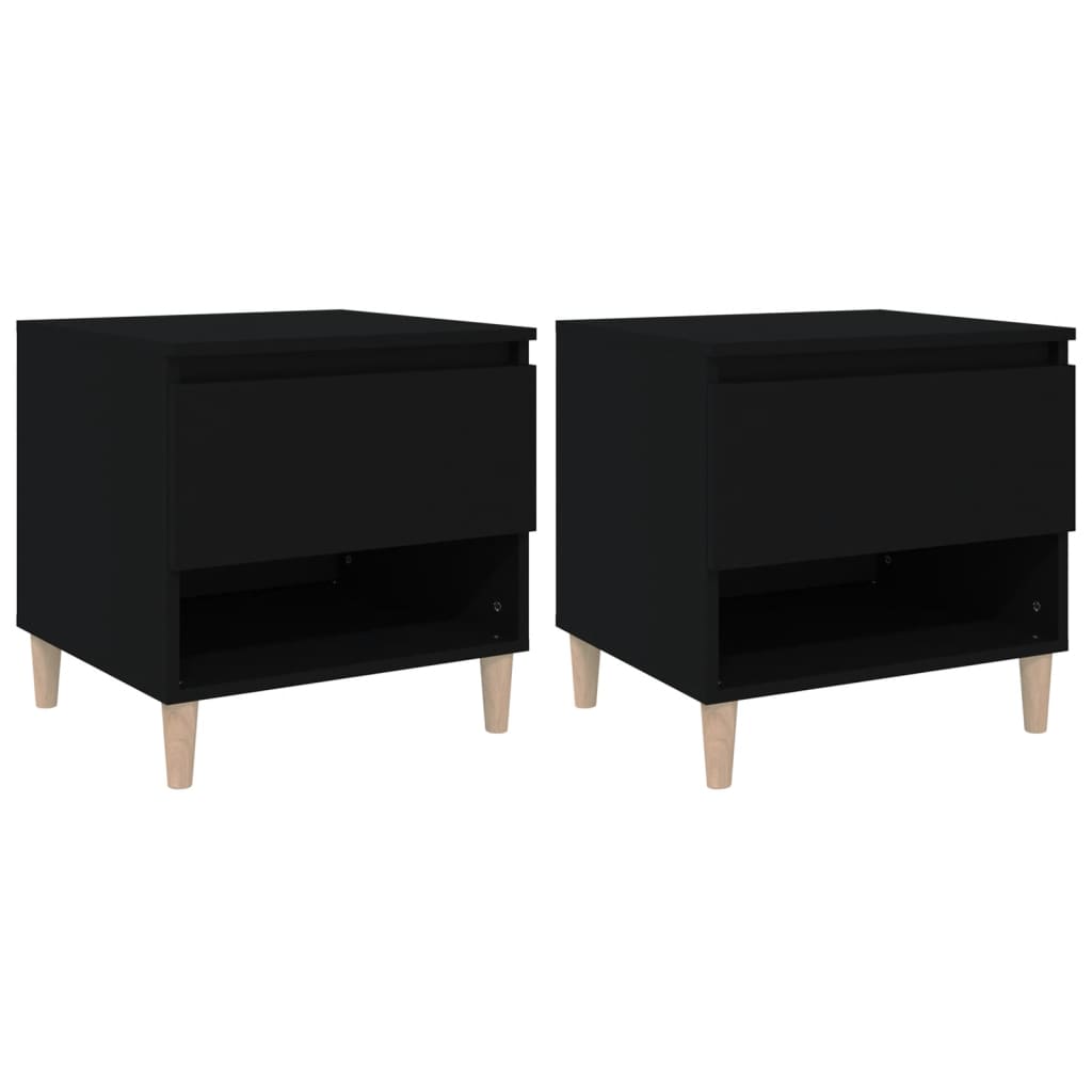 Tables de chevet 2 pcs. Noir 50x46x50 cm en bois