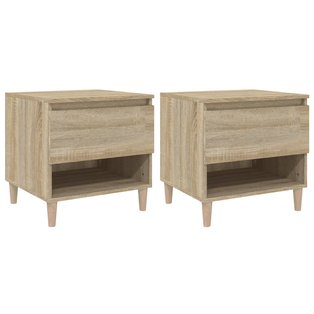 Tables de chevet 2 pcs. Chêne Sonoma 50x46x50 cm matériau bois