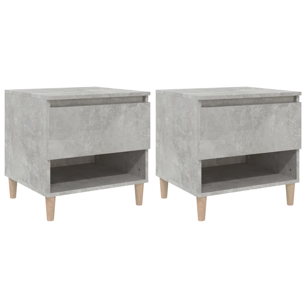 Bedside tables 2 pcs. Concrete grey 50x46x50 cm wood material