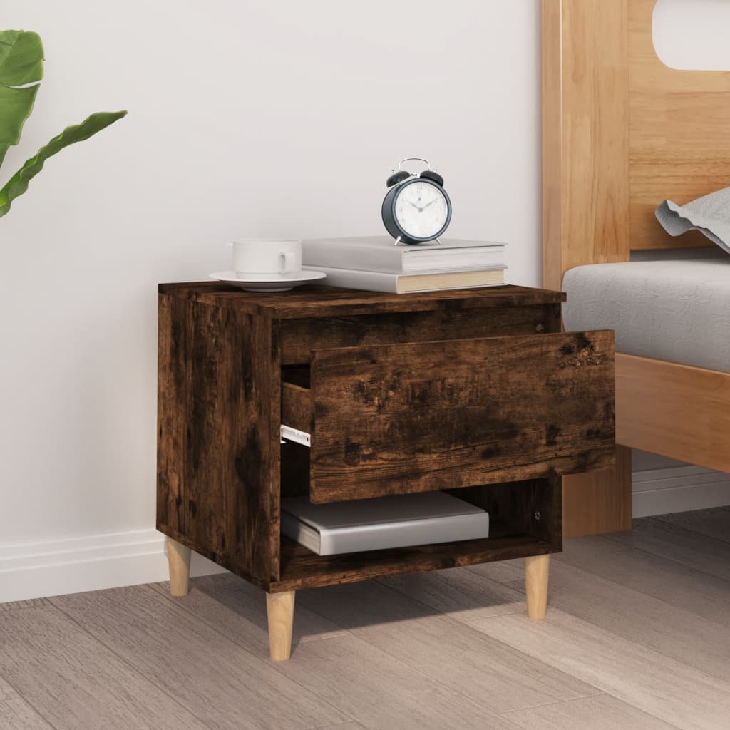 Bedside table smoked oak 50x46x50 cm wood material