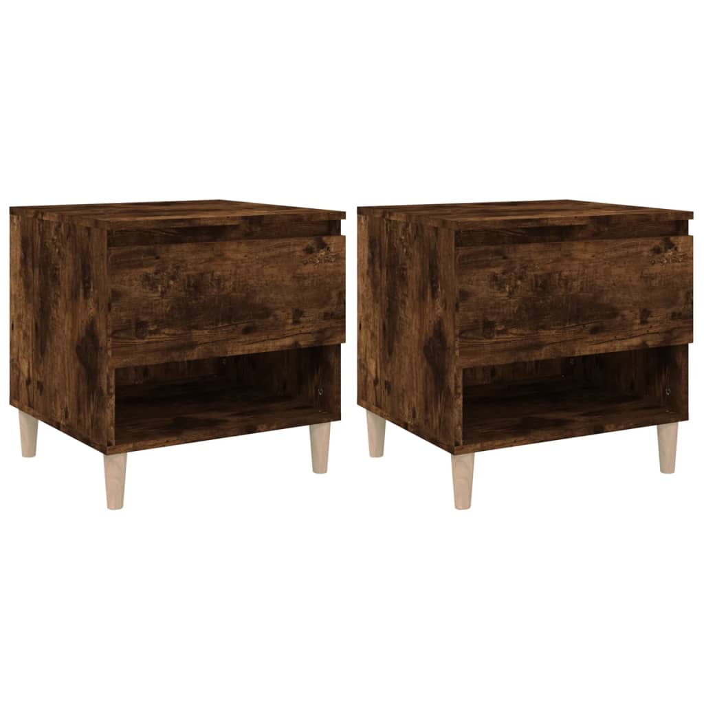 Tables de chevet 2 pcs. chêne fumé 50x46x50 cm matériau bois