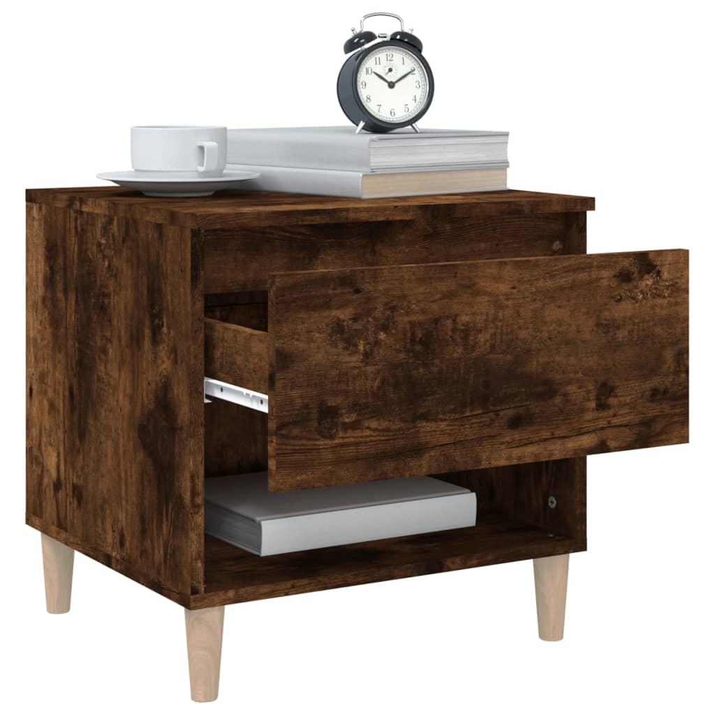 Tables de chevet 2 pcs. chêne fumé 50x46x50 cm matériau bois