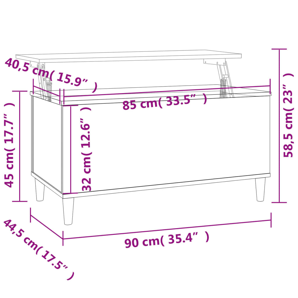 Coffee table concrete grey 90x44.5x45 cm wood material