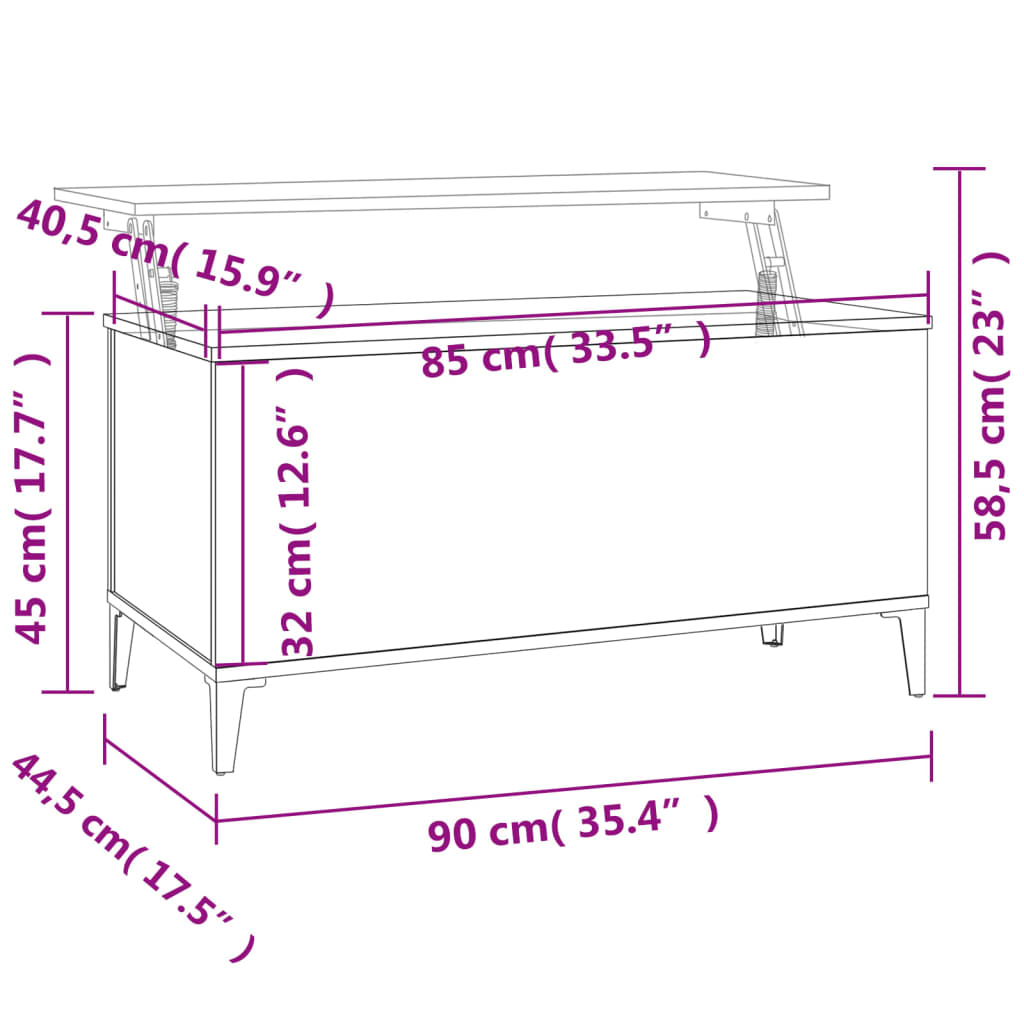 Coffee Table White 90x44.5x45 cm Wood Material