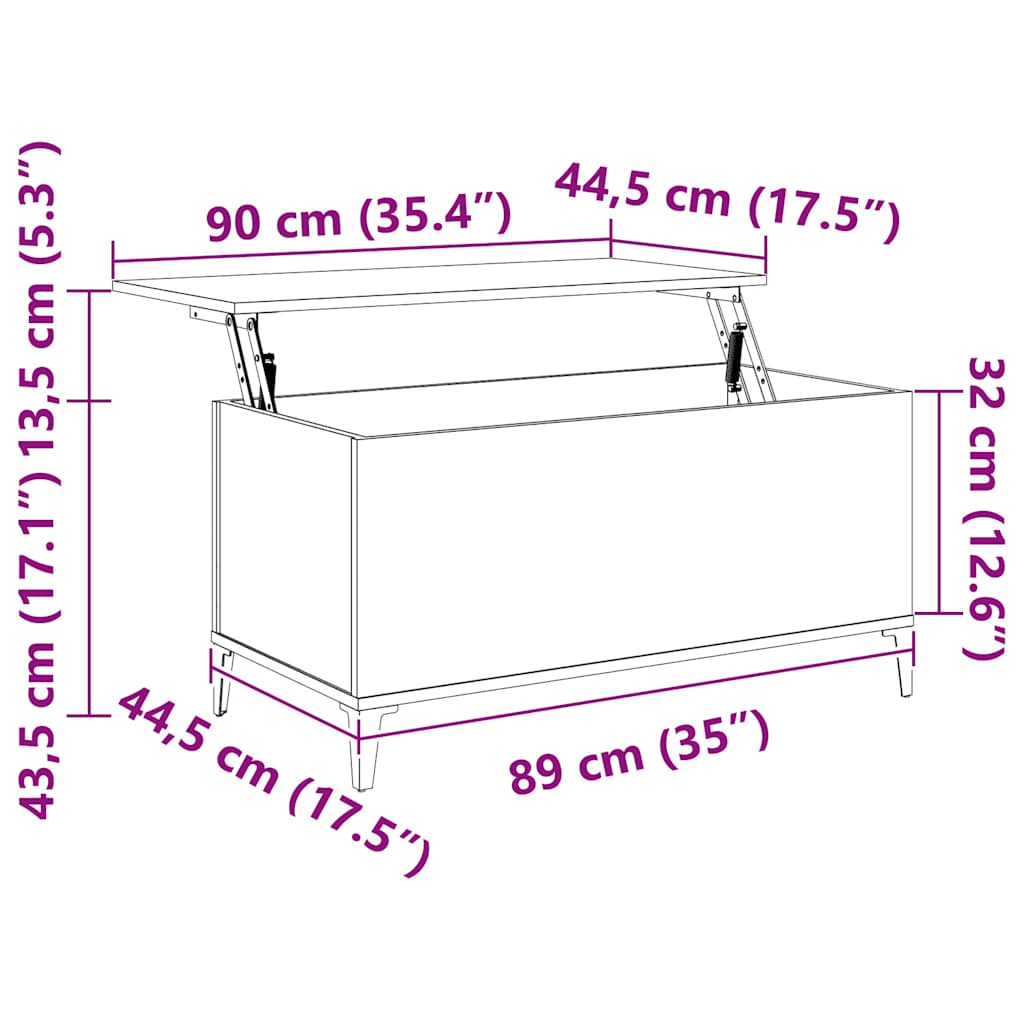 Couchtisch Braun Eichen-Optik 90x44,5x45 cm Holzwerkstoff