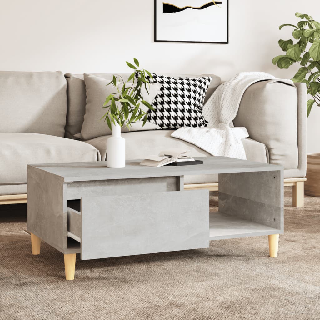 Table basse gris béton 90x50x36,5 cm en bois