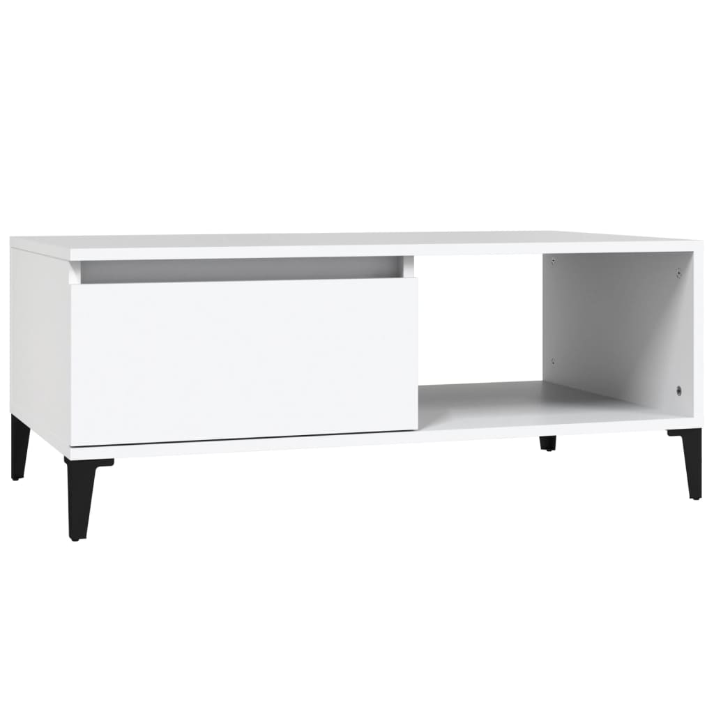 Table basse blanche 90x50x36,5 cm en bois