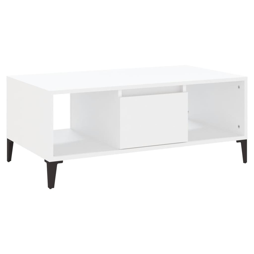 Table basse blanche 90x50x36,5 cm en bois