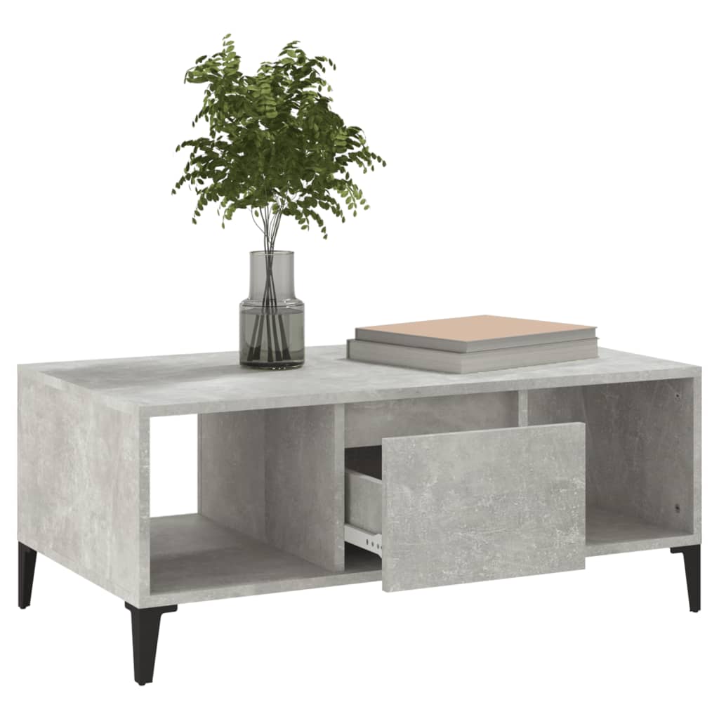 Table basse gris béton 90x50x36,5 cm en bois