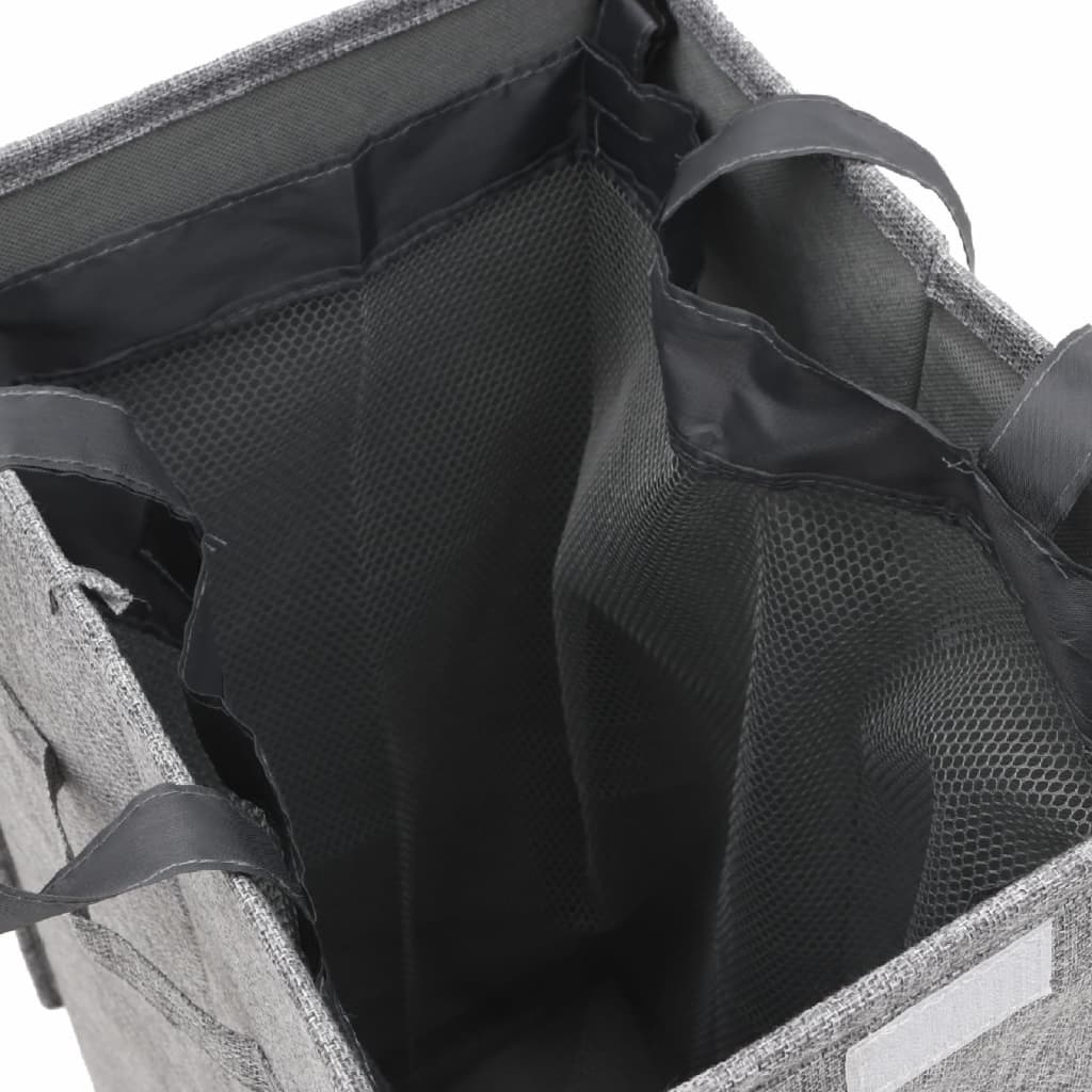 Foldable laundry basket grey 26 x 34.5 x 59.5cm imitation linen fabric