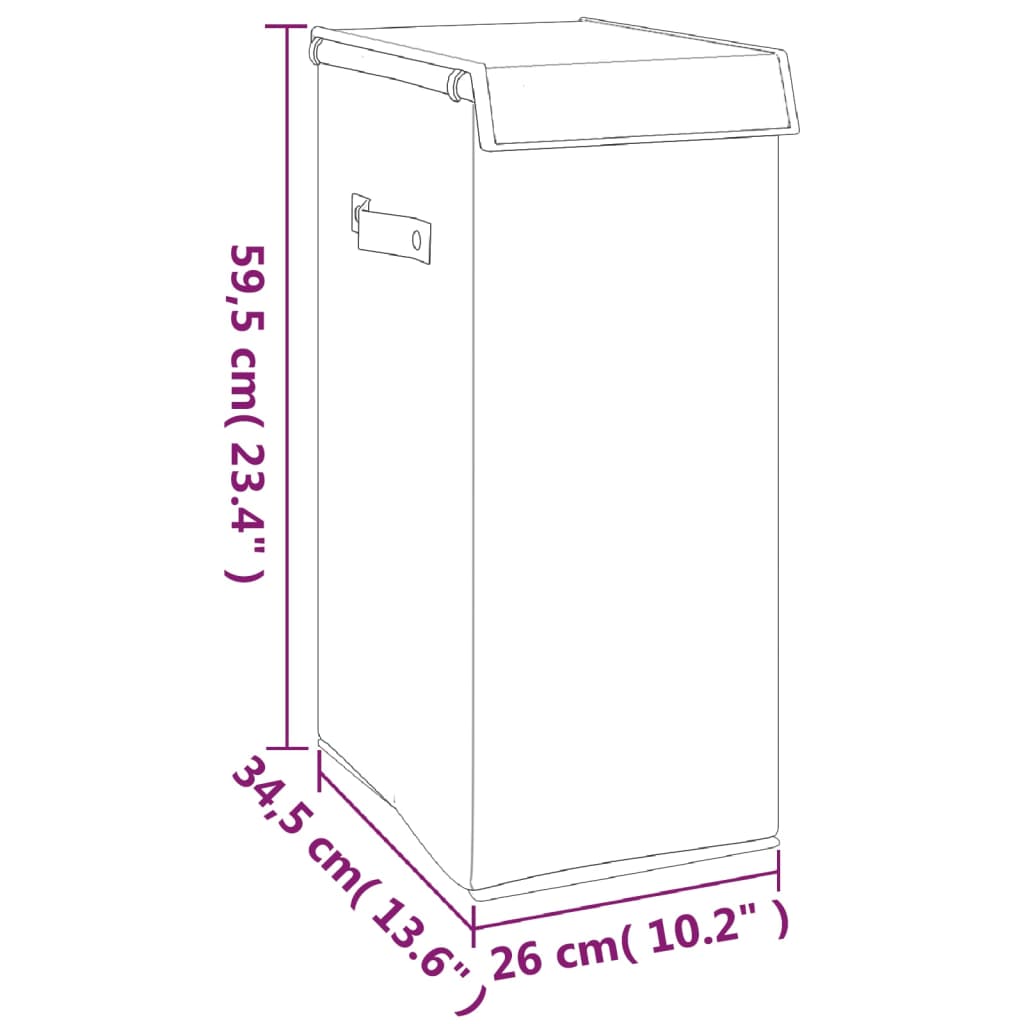 Foldable laundry basket grey 26 x 34.5 x 59.5cm imitation linen fabric