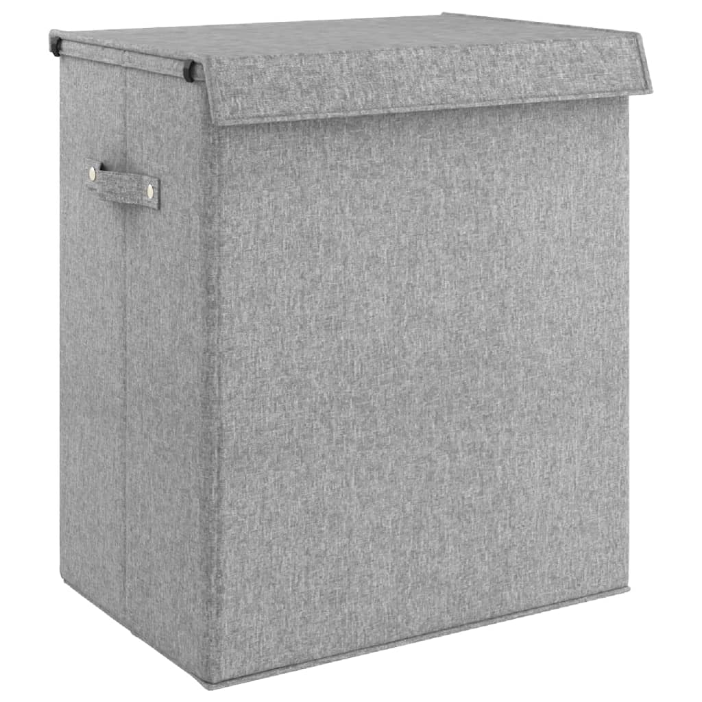 Foldable laundry basket grey 51x34.5x59 cm imitation linen fabric