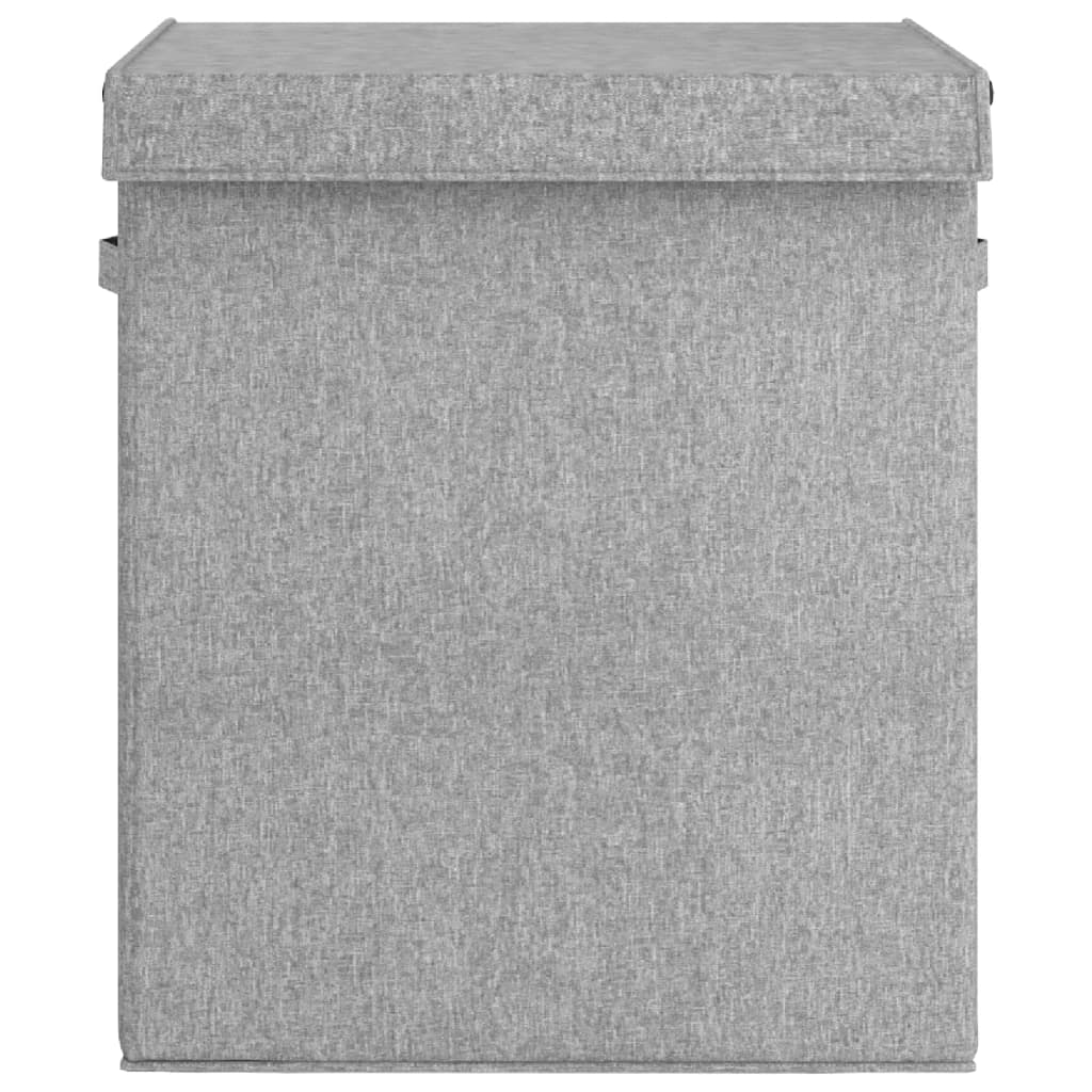 Foldable laundry basket grey 51x34.5x59 cm imitation linen fabric