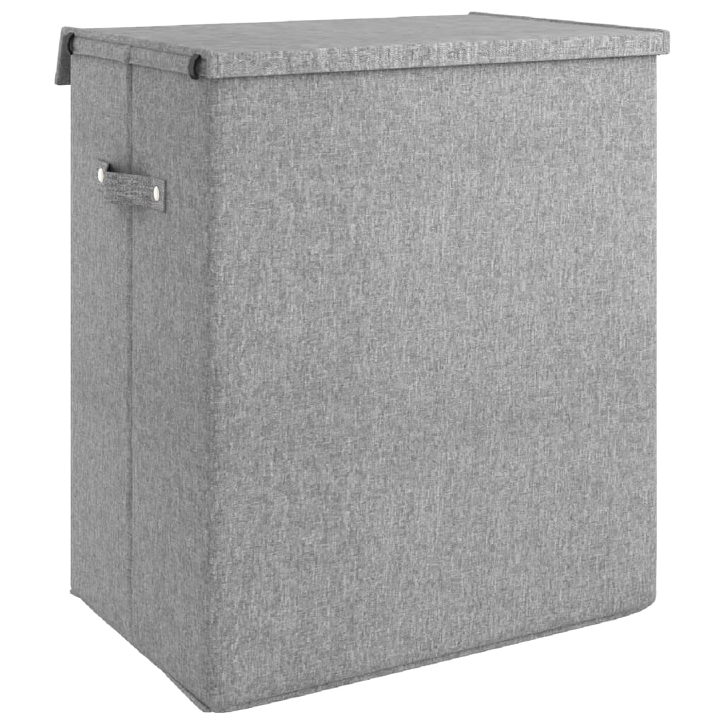 Foldable laundry basket grey 51x34.5x59 cm imitation linen fabric
