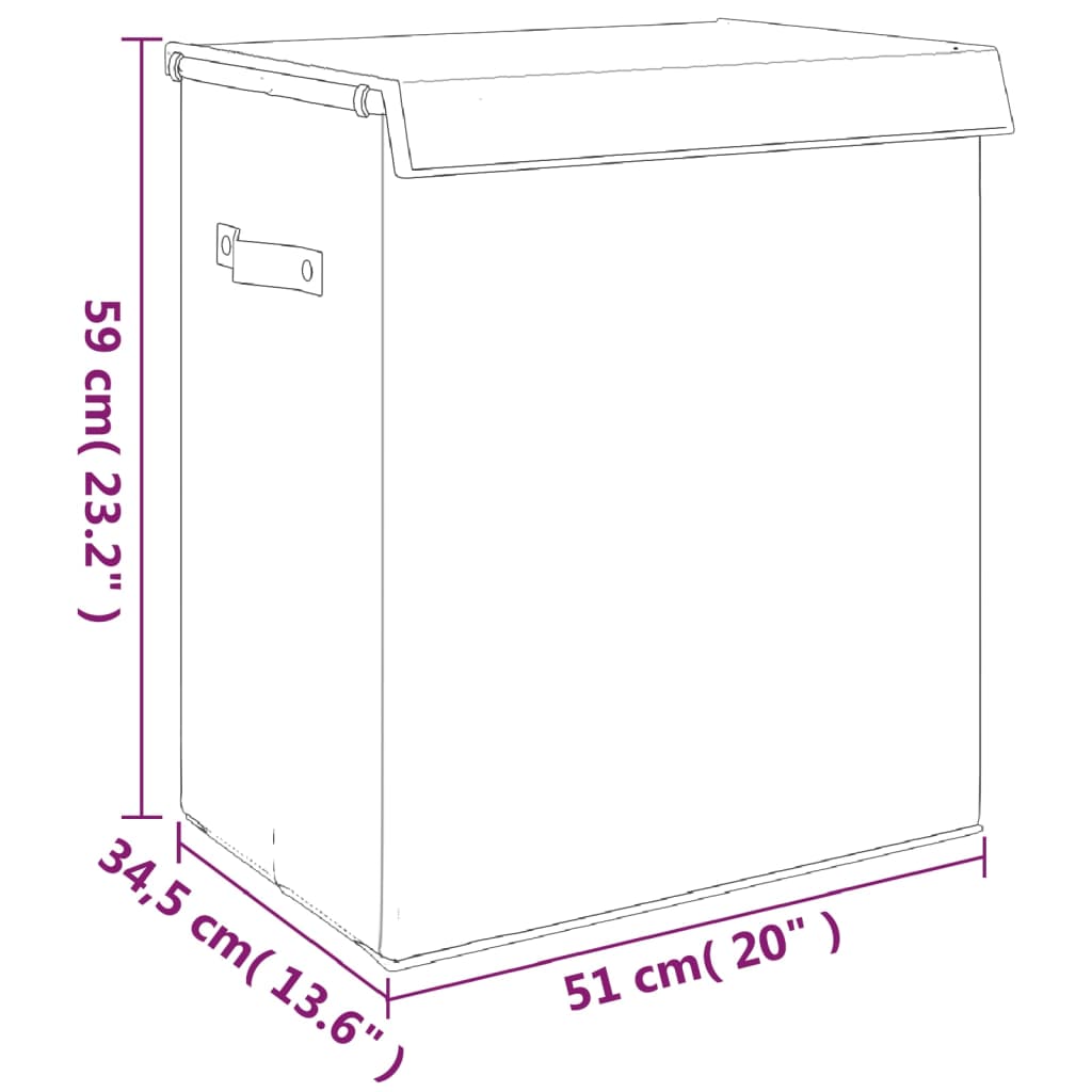 Foldable laundry basket grey 51x34.5x59 cm imitation linen fabric