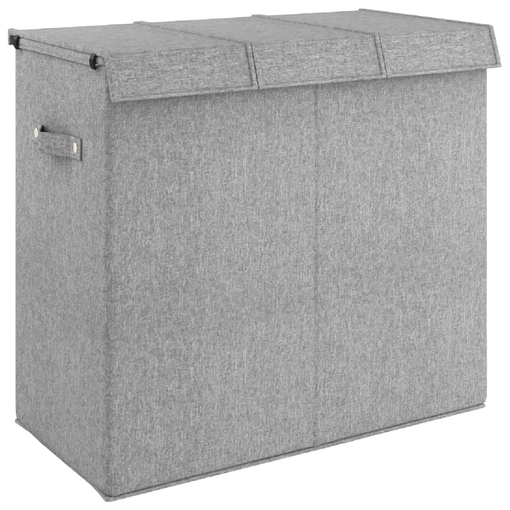 Foldable laundry basket grey 64.5x34.5x59 cm imitation linen fabric