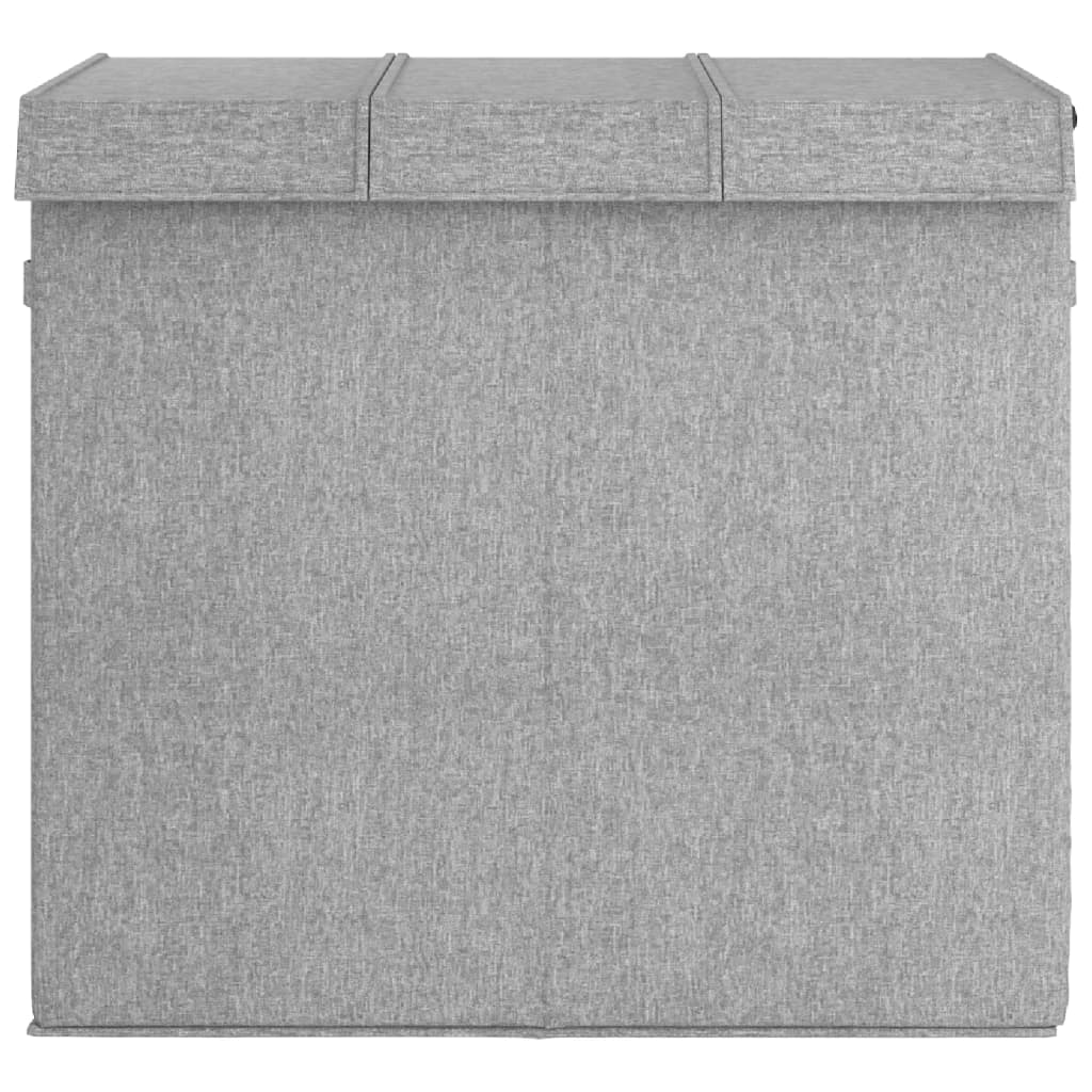 Foldable laundry basket grey 64.5x34.5x59 cm imitation linen fabric