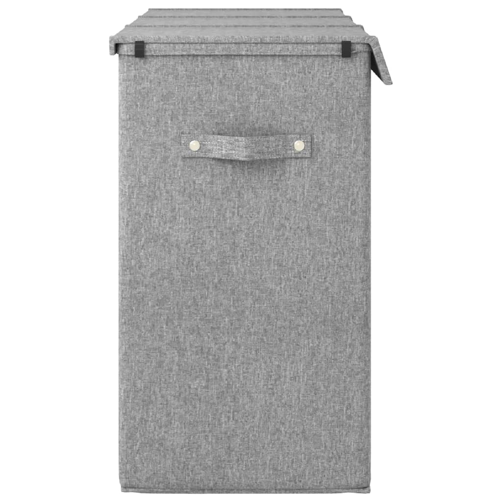 Foldable laundry basket grey 64.5x34.5x59 cm imitation linen fabric