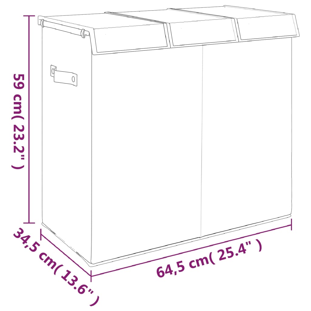 Foldable laundry basket grey 64.5x34.5x59 cm imitation linen fabric