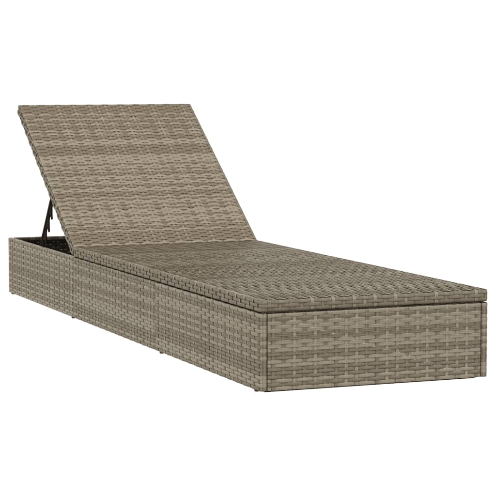 Sun lounger 1 pc. with table grey poly rattan