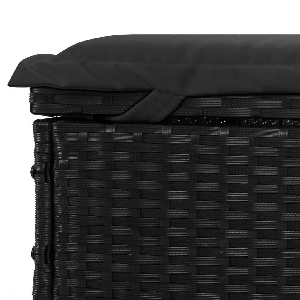 Sun lounger 1 pc. with table black poly rattan