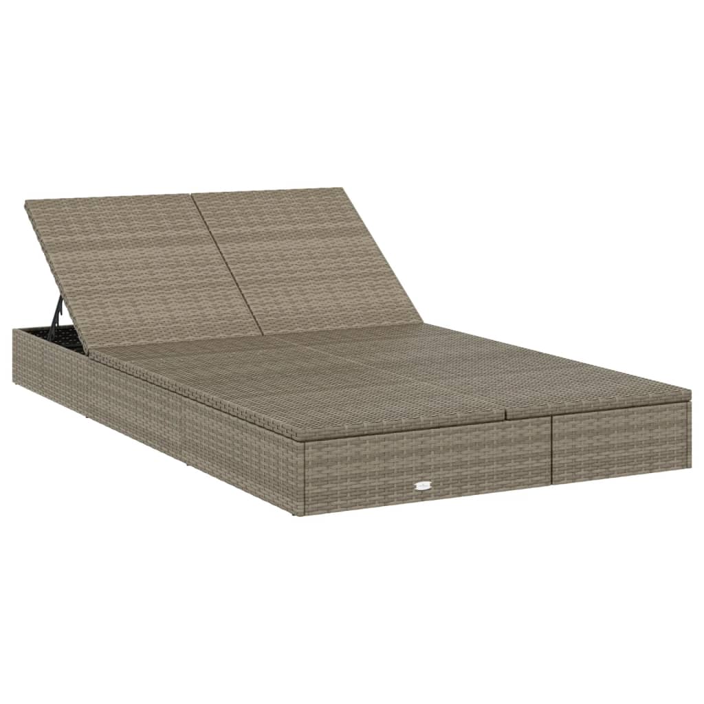 Bain de soleil pour 2 personnes avec coussin en résine tressée grise