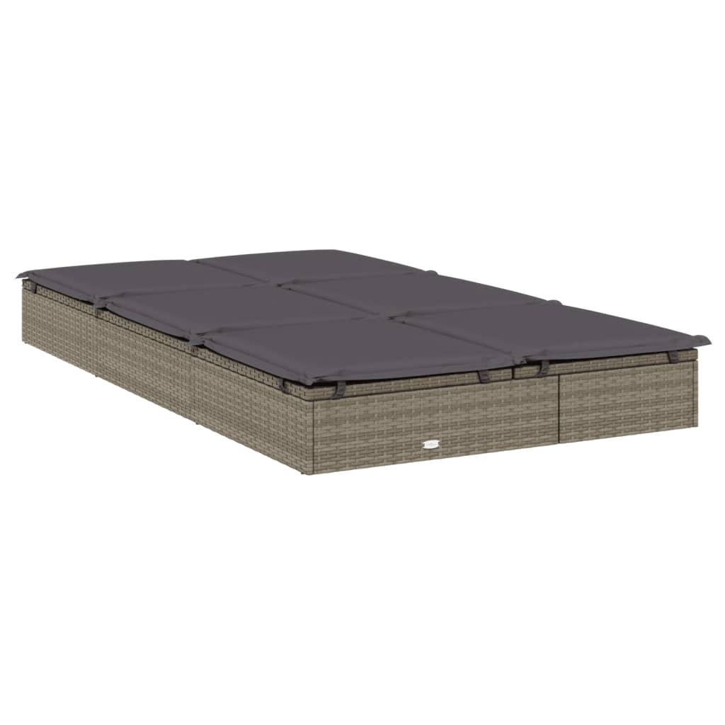 Bain de soleil pour 2 personnes avec coussin en résine tressée grise
