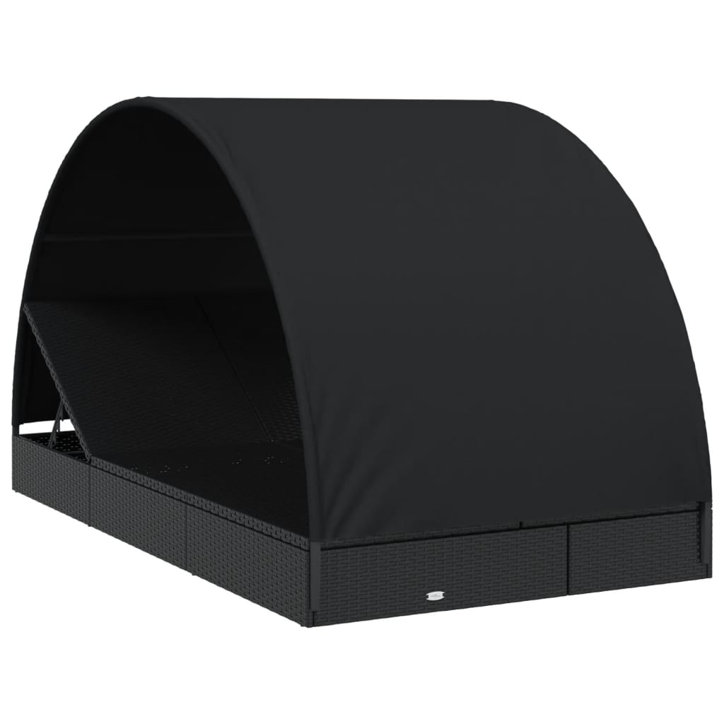 Bain de soleil pour 2 personnes avec toit rond noir 211x112x140 cm