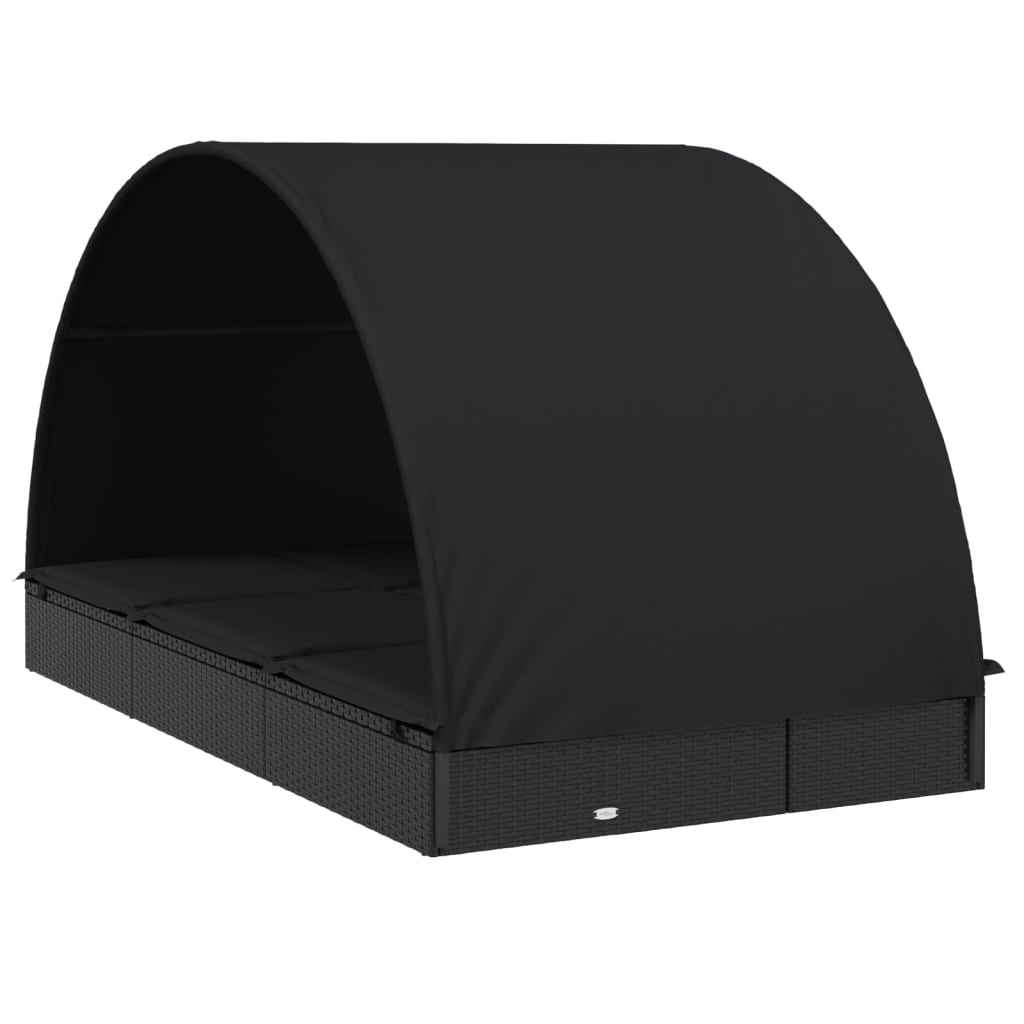 Bain de soleil pour 2 personnes avec toit rond noir 211x112x140 cm