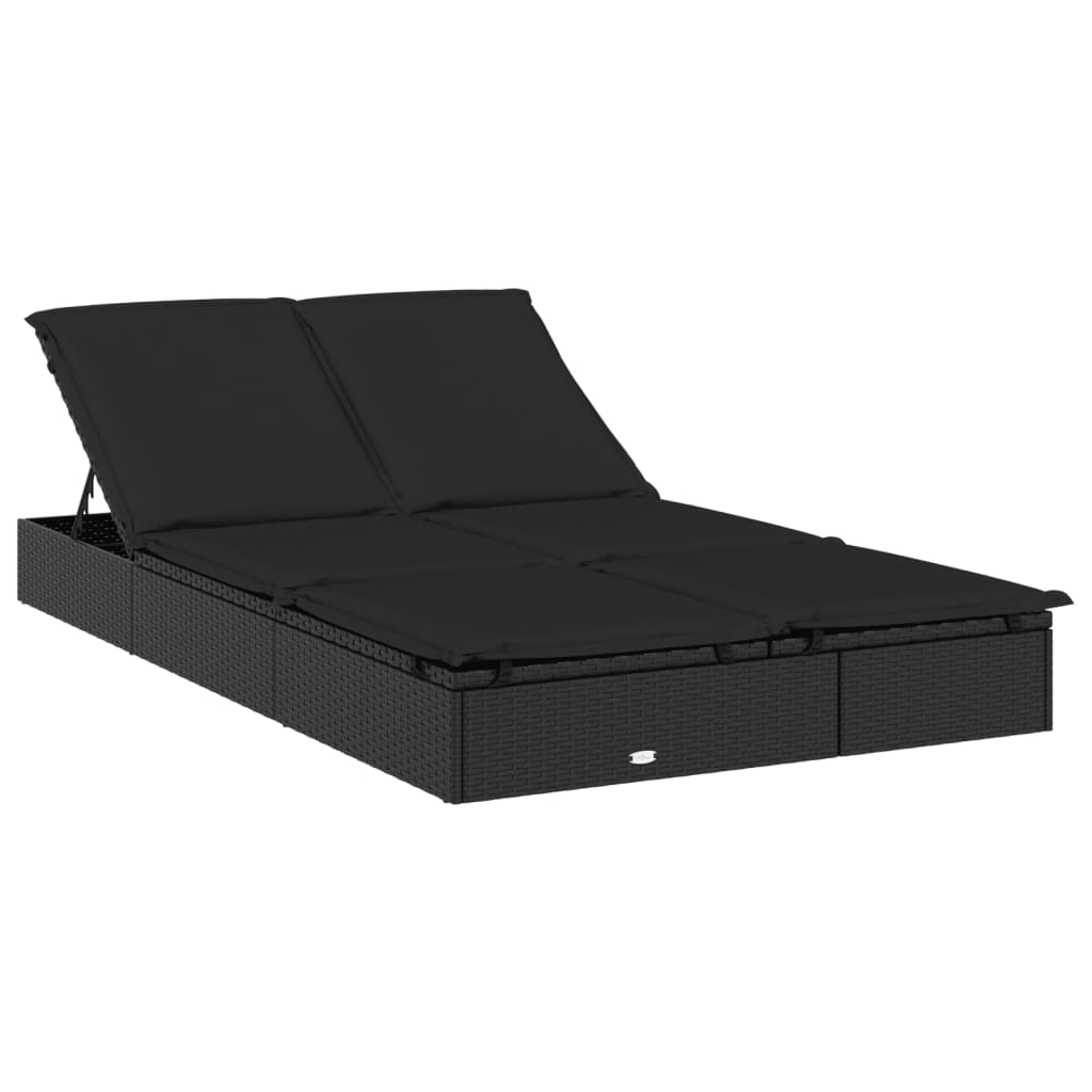 Bain de soleil pour 2 personnes avec toit rond noir 211x112x140 cm