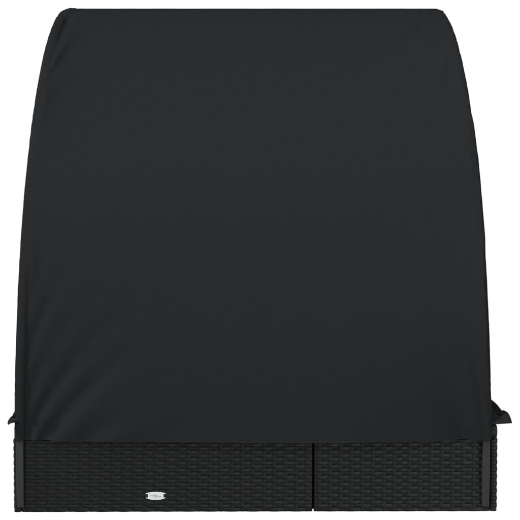 Bain de soleil pour 2 personnes avec toit rond noir 211x112x140 cm