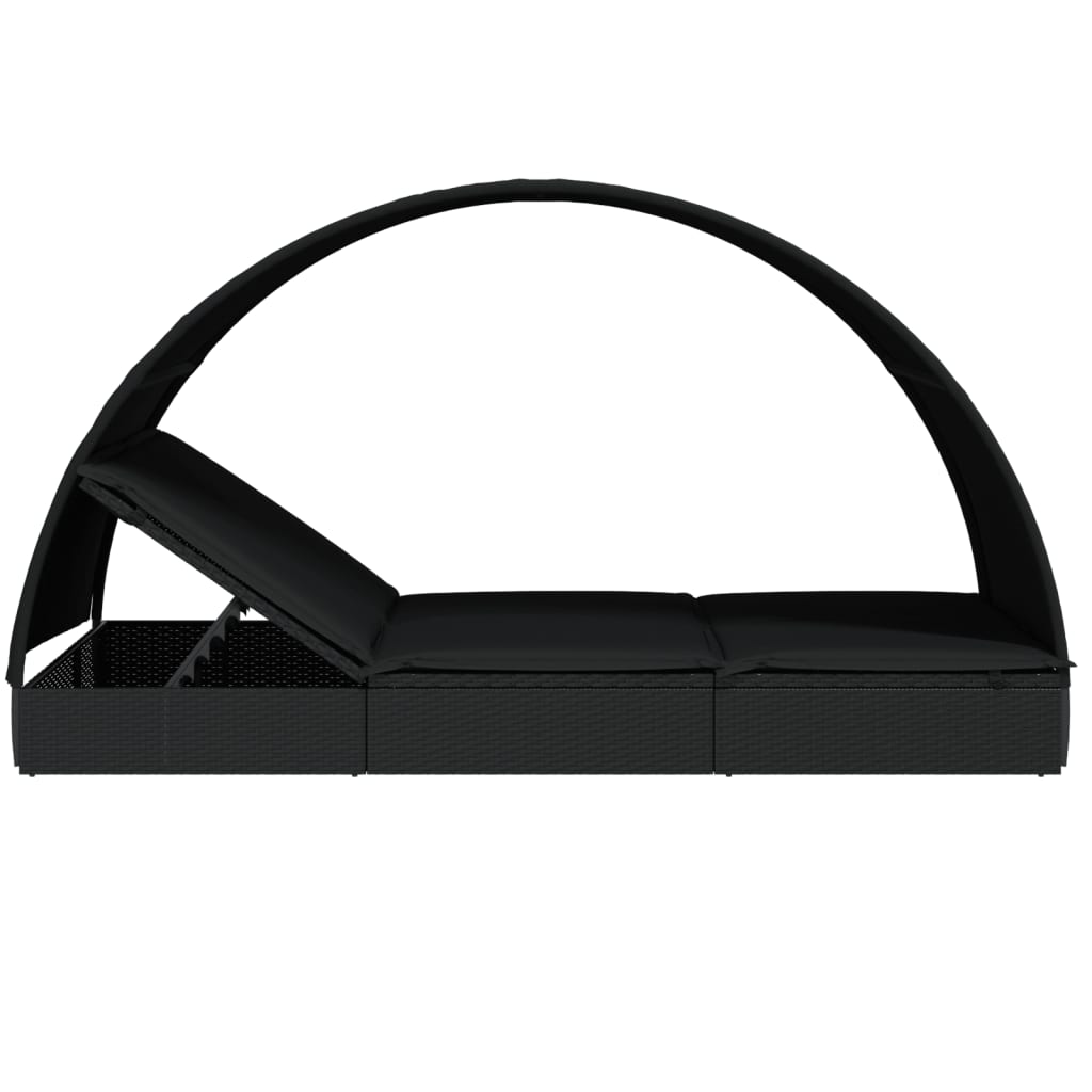 Bain de soleil pour 2 personnes avec toit rond noir 211x112x140 cm