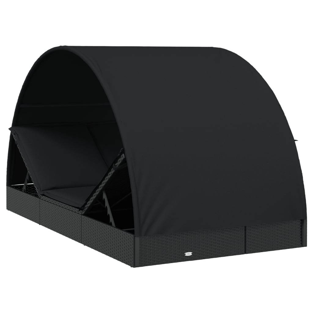 Bain de soleil pour 2 personnes avec toit rond noir 211x112x140 cm