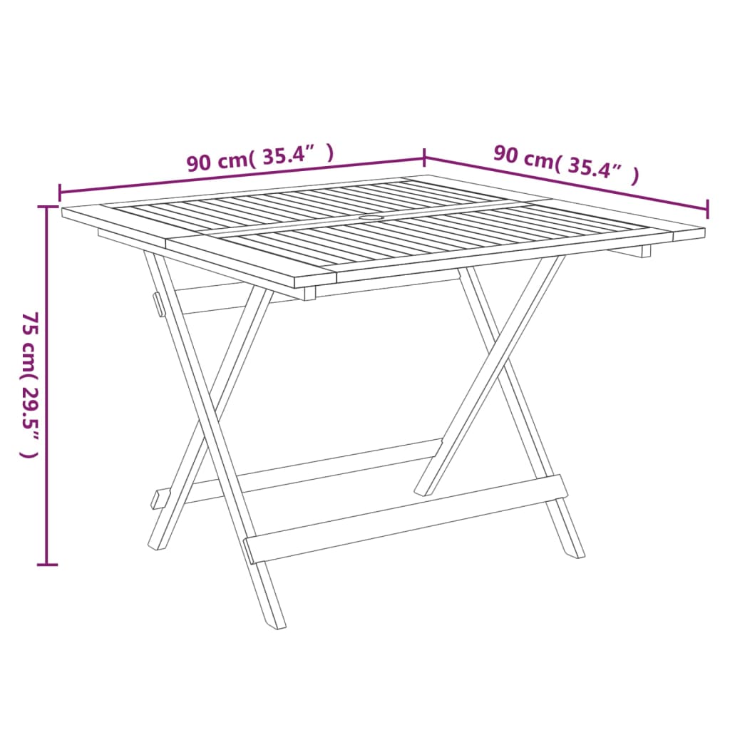 Gartentisch Klappbar 90x90x75 cm Massivholz Akazie