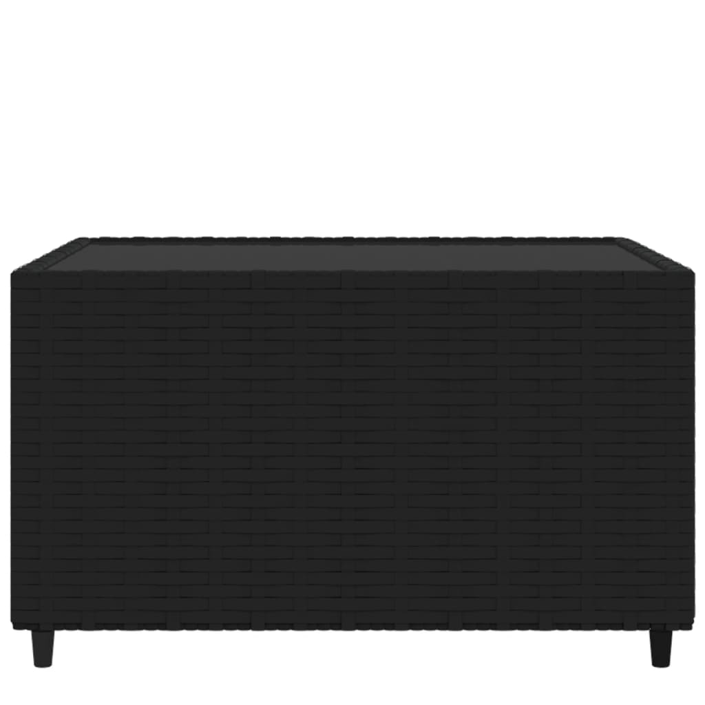 Table basse de jardin carrée noire 50 x 50 x 30 cm en résine tressée