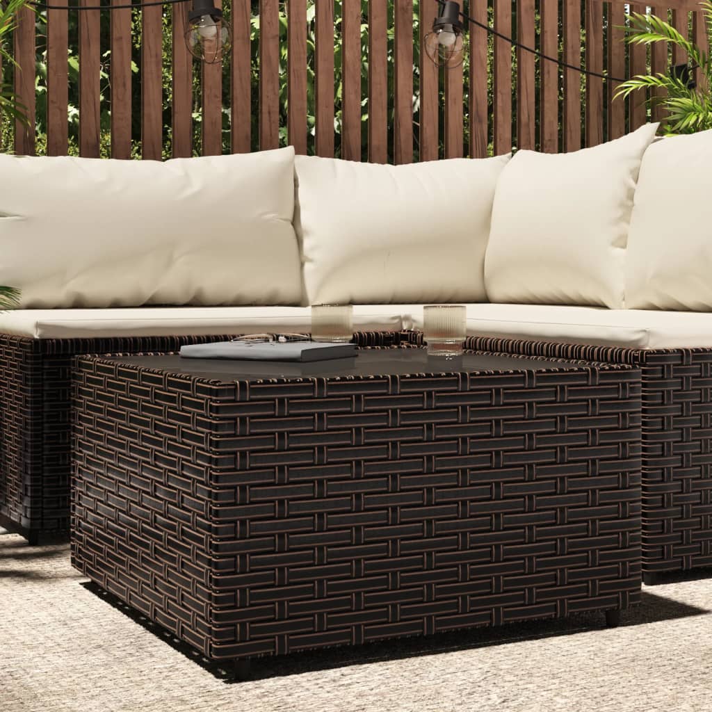 Table basse de jardin carrée marron 50 x 50 x 30 cm en résine tressée