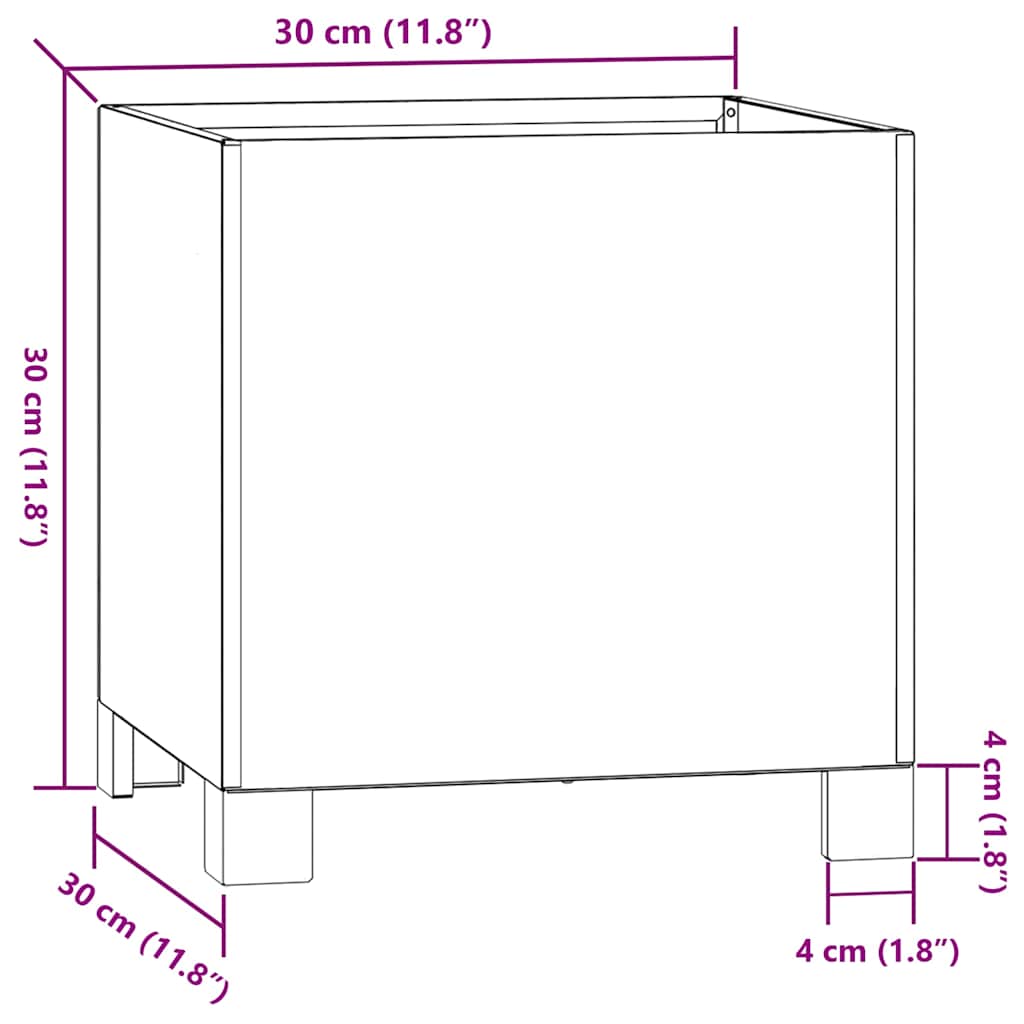 Pflanzkübel mit Beinen 2 Stk. Rostig 30x30x30 cm Cortenstahl