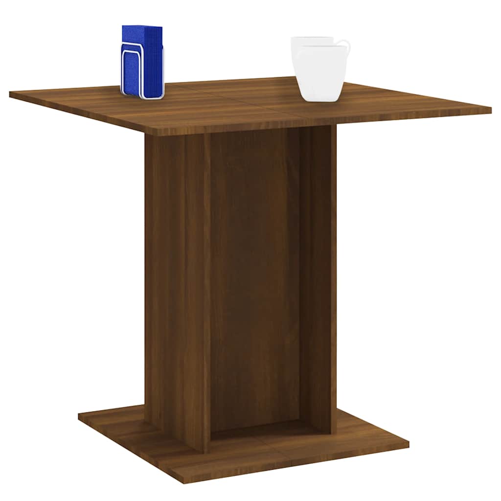 Table à manger aspect chêne marron 80x80x75 cm matériau bois