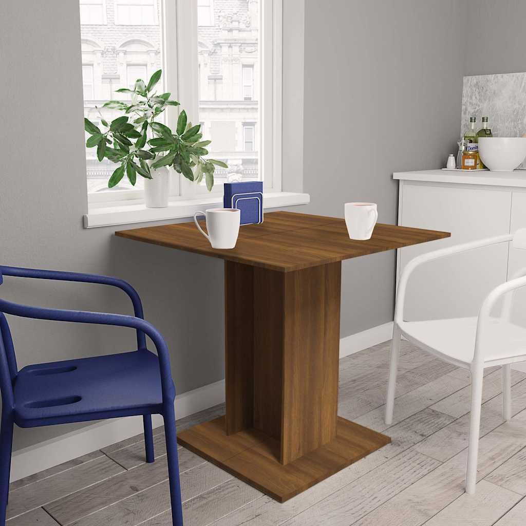 Table à manger aspect chêne marron 80x80x75 cm matériau bois
