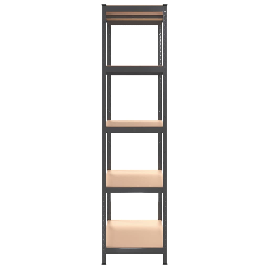 Étagères à 5 niveaux, 4 pièces, acier anthracite et bois