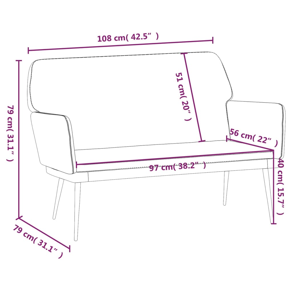 Sitzbank Hellgrau 108x79x79 cm Samt