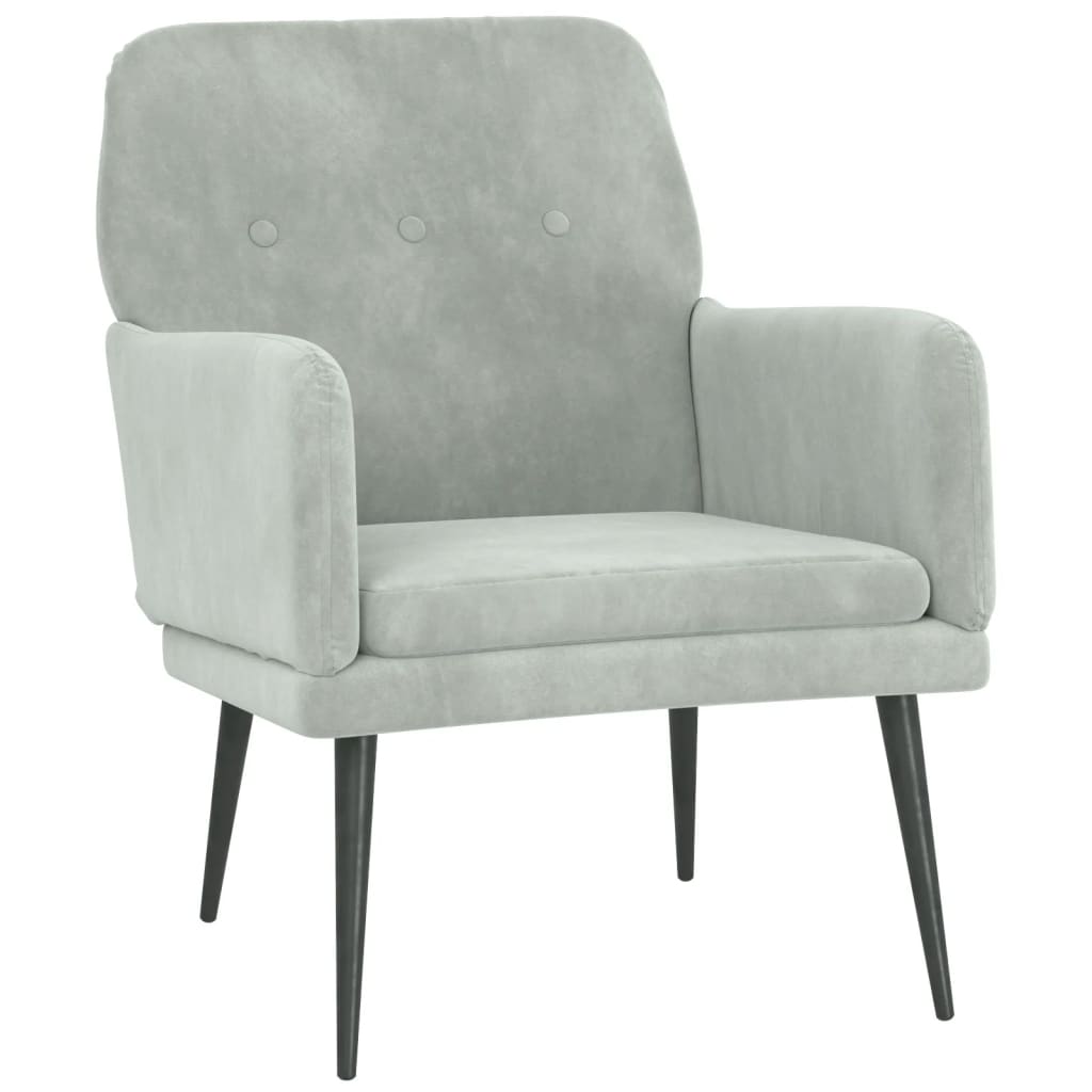 Fauteuil en velours gris clair 62x79x79 cm