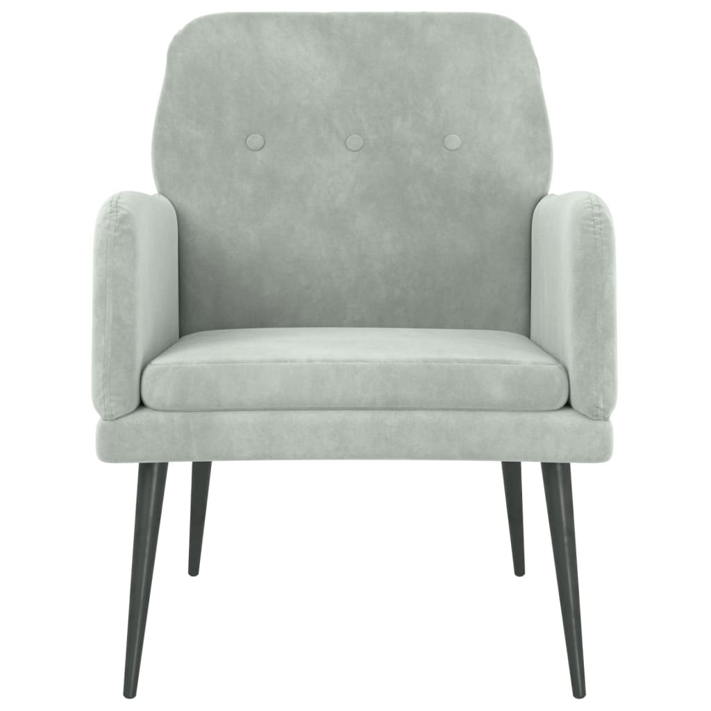 Fauteuil en velours gris clair 62x79x79 cm