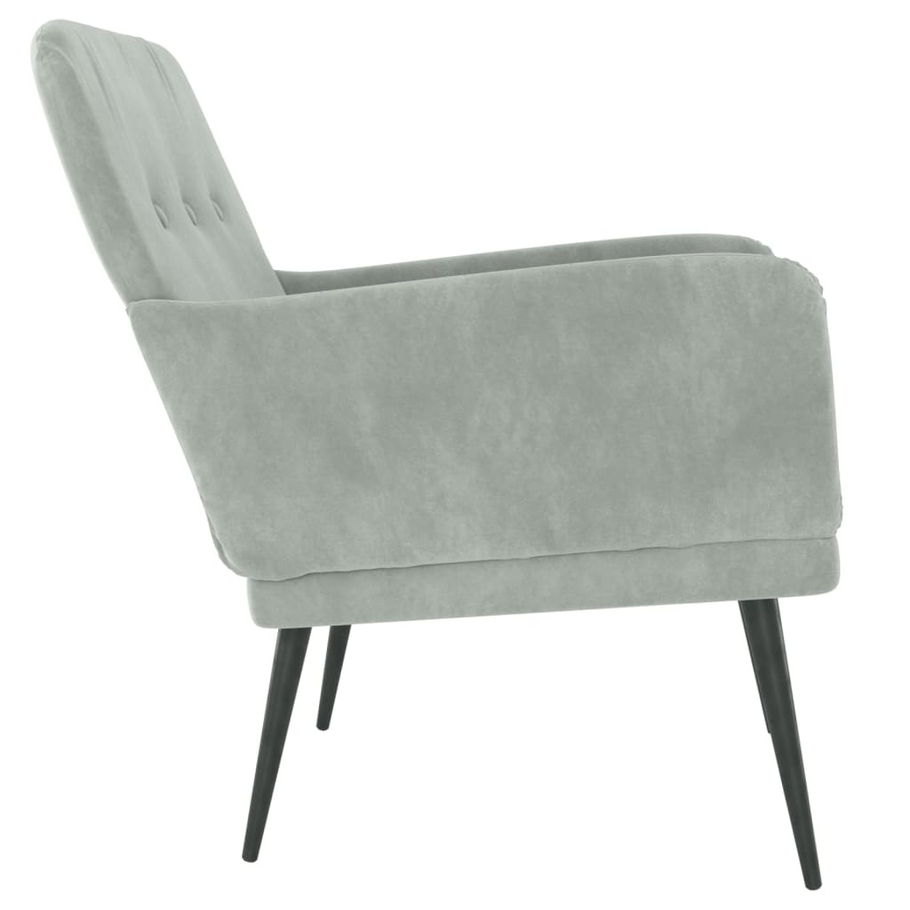 Fauteuil en velours gris clair 62x79x79 cm
