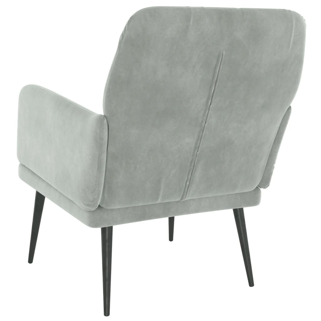 Fauteuil en velours gris clair 62x79x79 cm