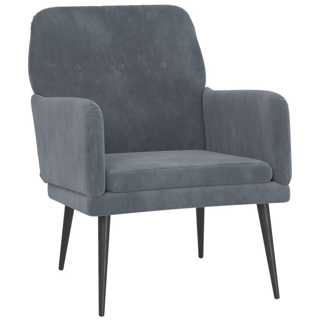 Fauteuil en velours gris foncé 62x79x79 cm